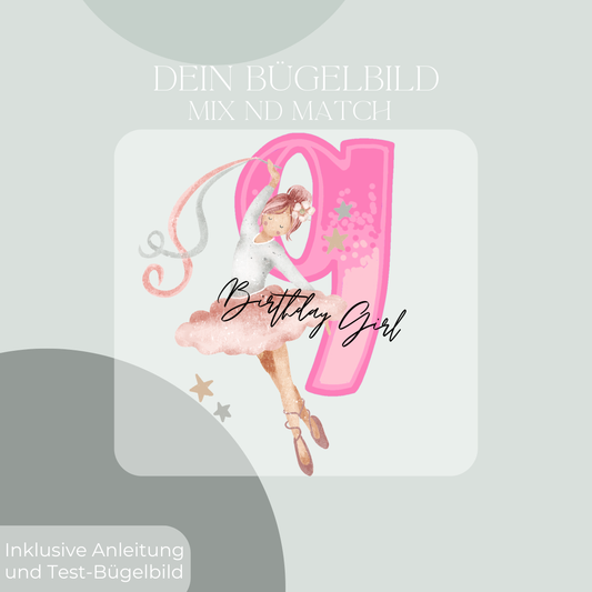 Geburtstagszahl Ballerina -  Bügel-Bild Bügelbild Eigenproduktion