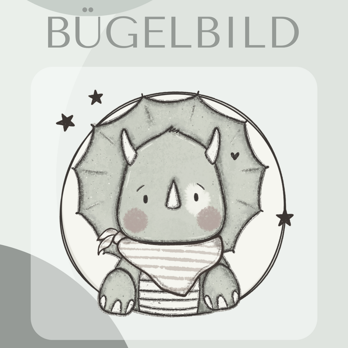 Bügelbild Dino mit Hintergrunnd