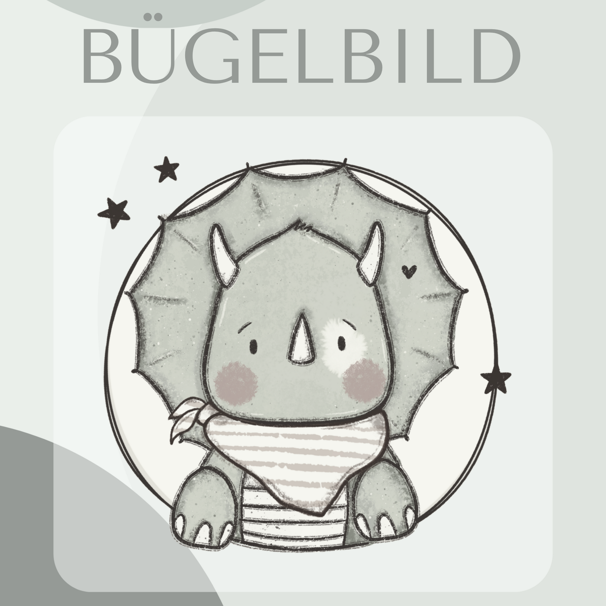 Bügelbild Dino mit Hintergrunnd