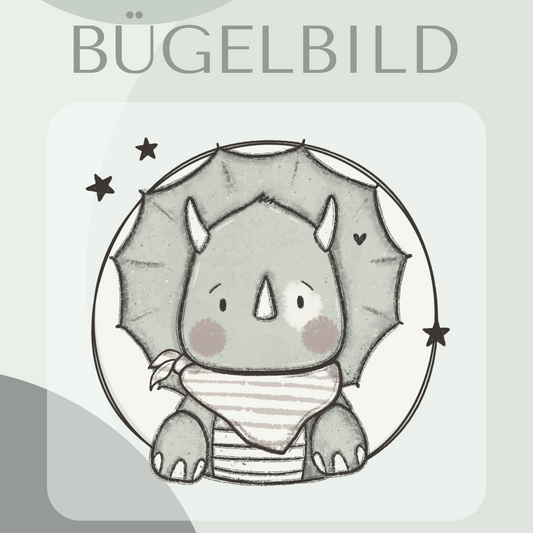 Bügelbild Dino mit Hintergrunnd