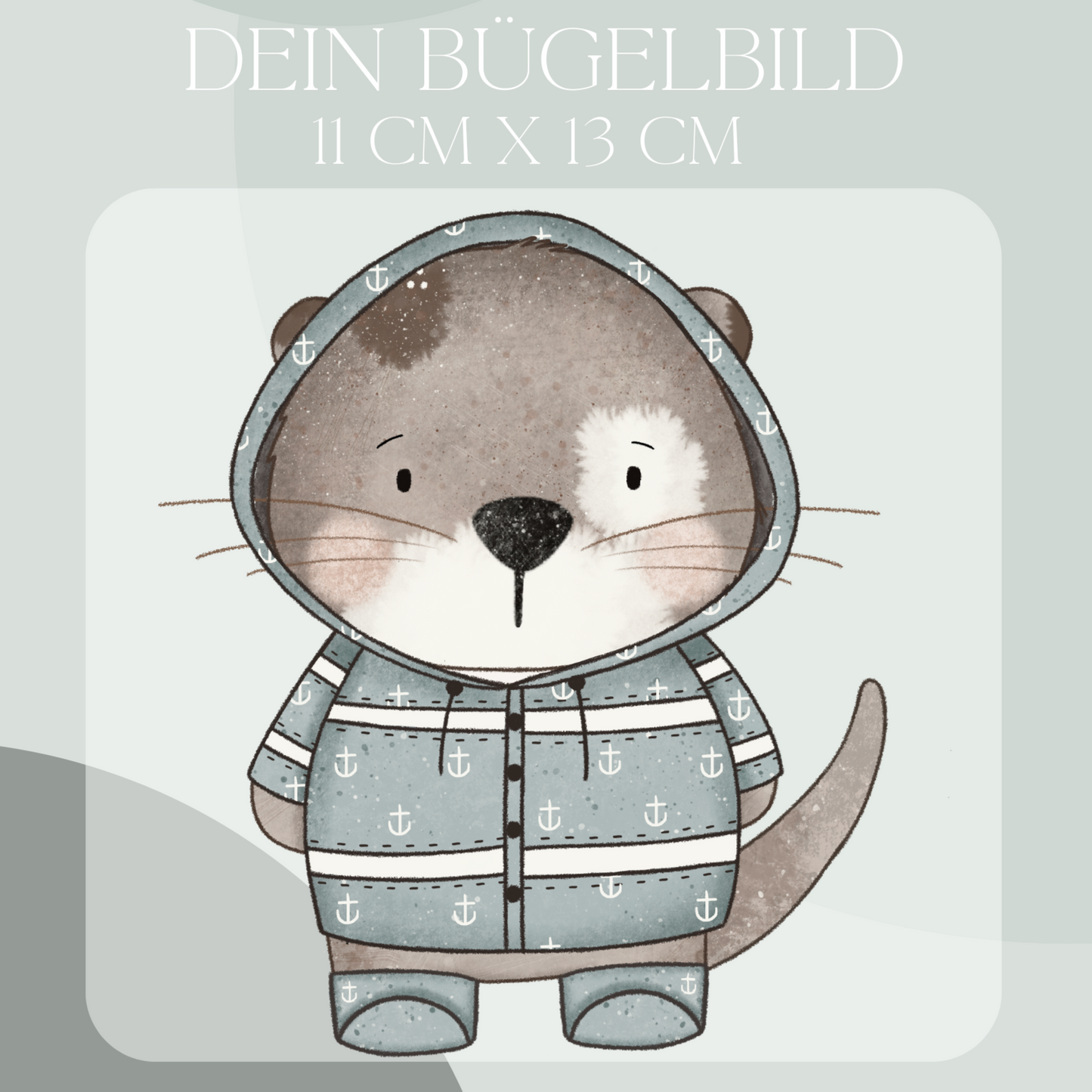 Otter mit Regenjacke Blau - Maxi Bügel-Bild Bügelbild Eigenproduktion