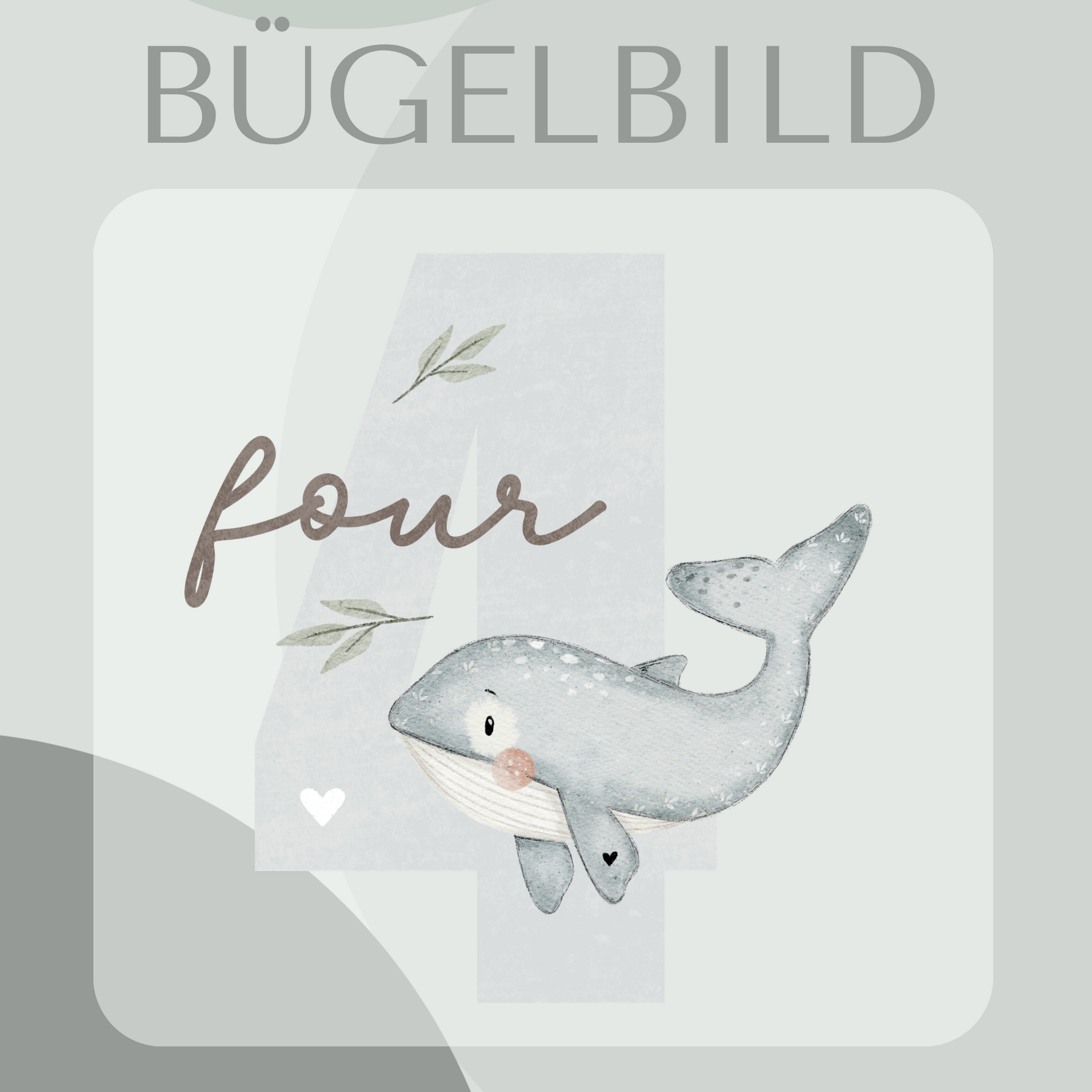 Bügelbild Geburtstagszahl 4 mit Wal  