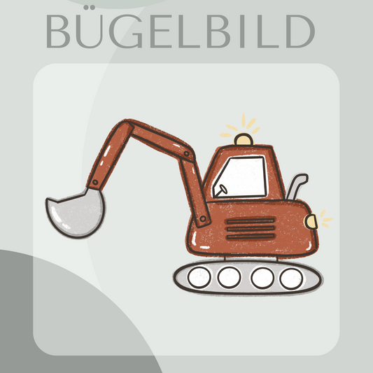 Bügelbild Bagger rot