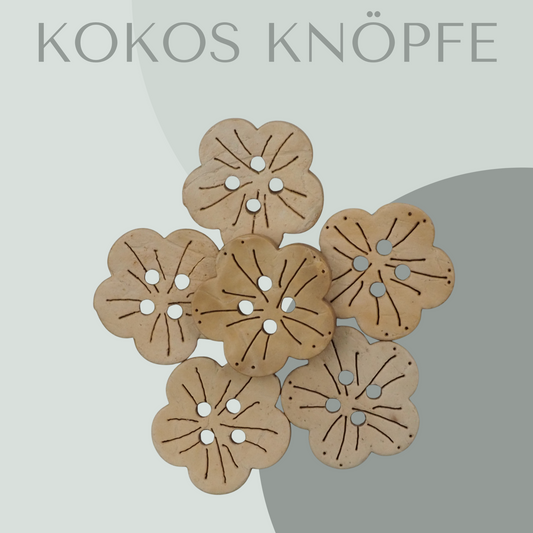 Kokosknopf Blumenform Hell 10mm