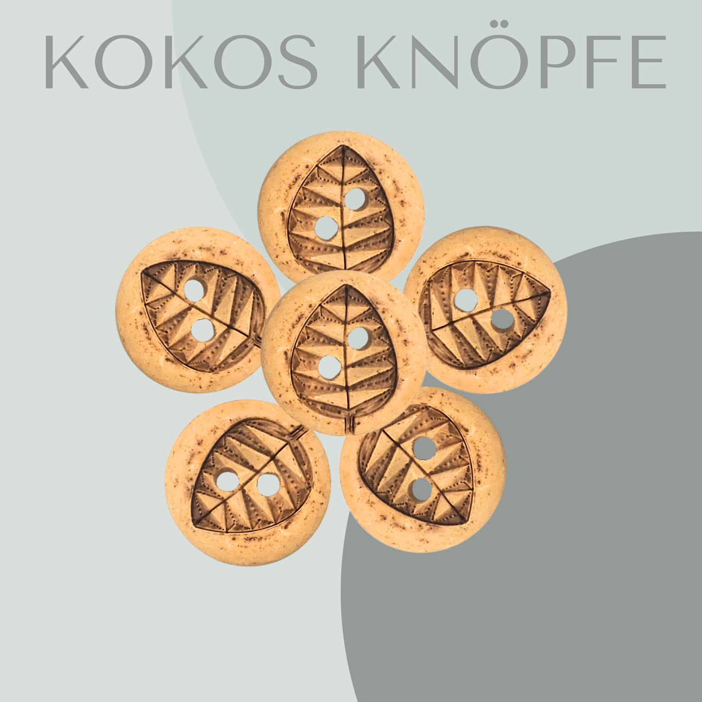 Kokosknopf Blatt Hell 12mm