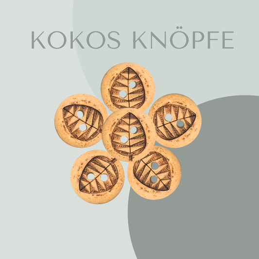Kokosknopf Blatt Hell 12mm