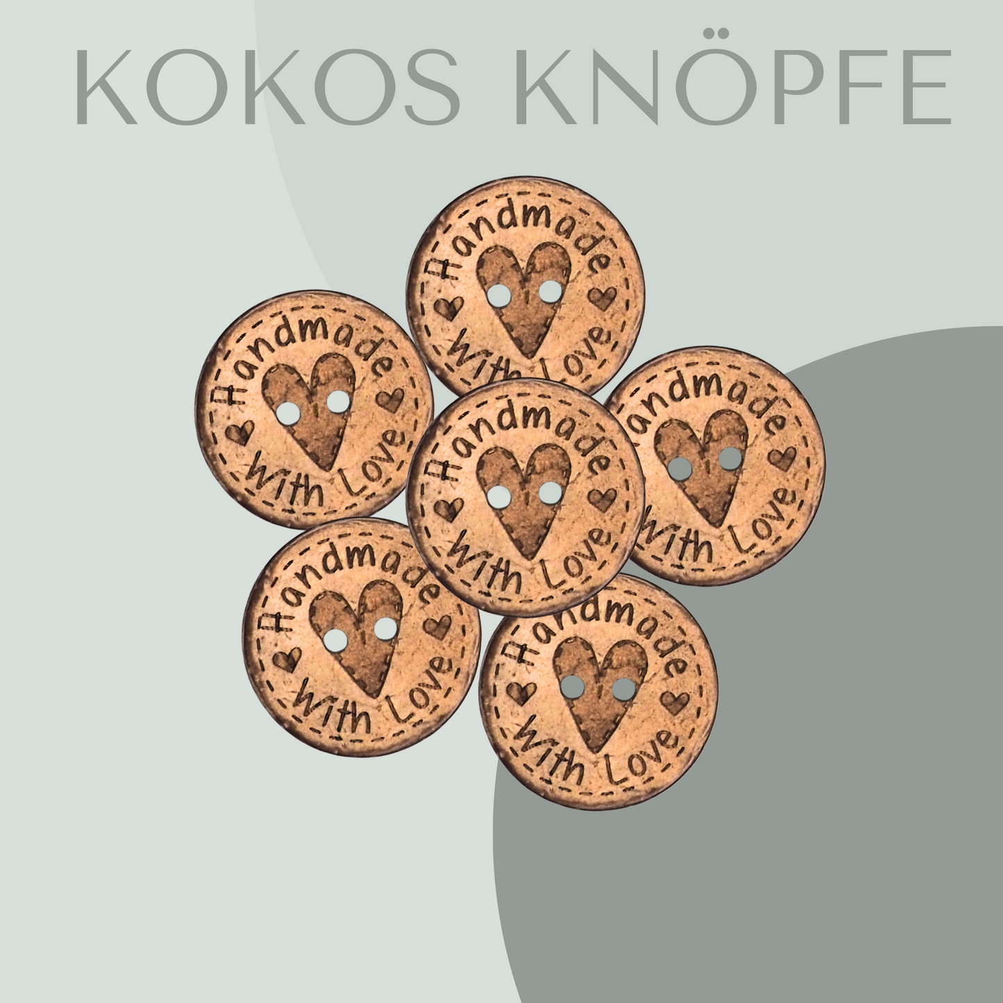 Kokosknopf Herz Handmade with love 30mm