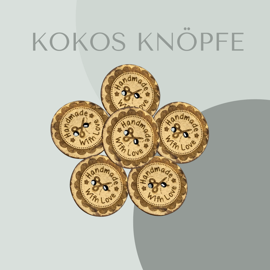 Kokosknopf Schere Handmade with love 30mm