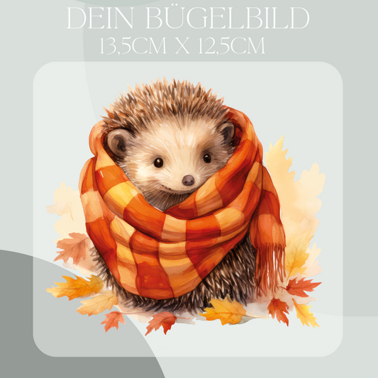 Igel mit Schal Bügel-Bild Eigenproduktion
