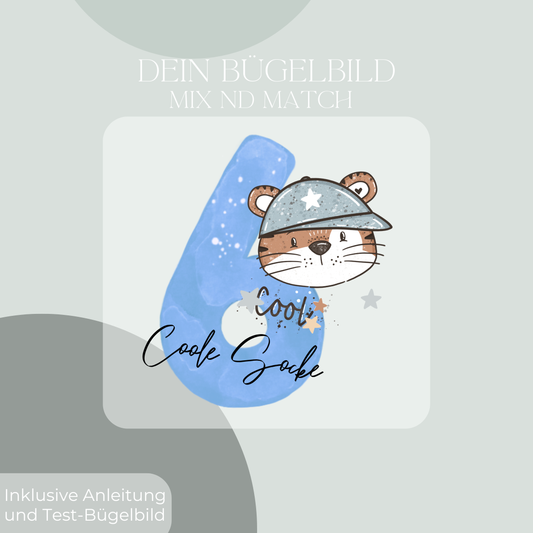 Geburtstagszahl Tiger mit Cap -  Bügel-Bild Bügelbild Eigenproduktion