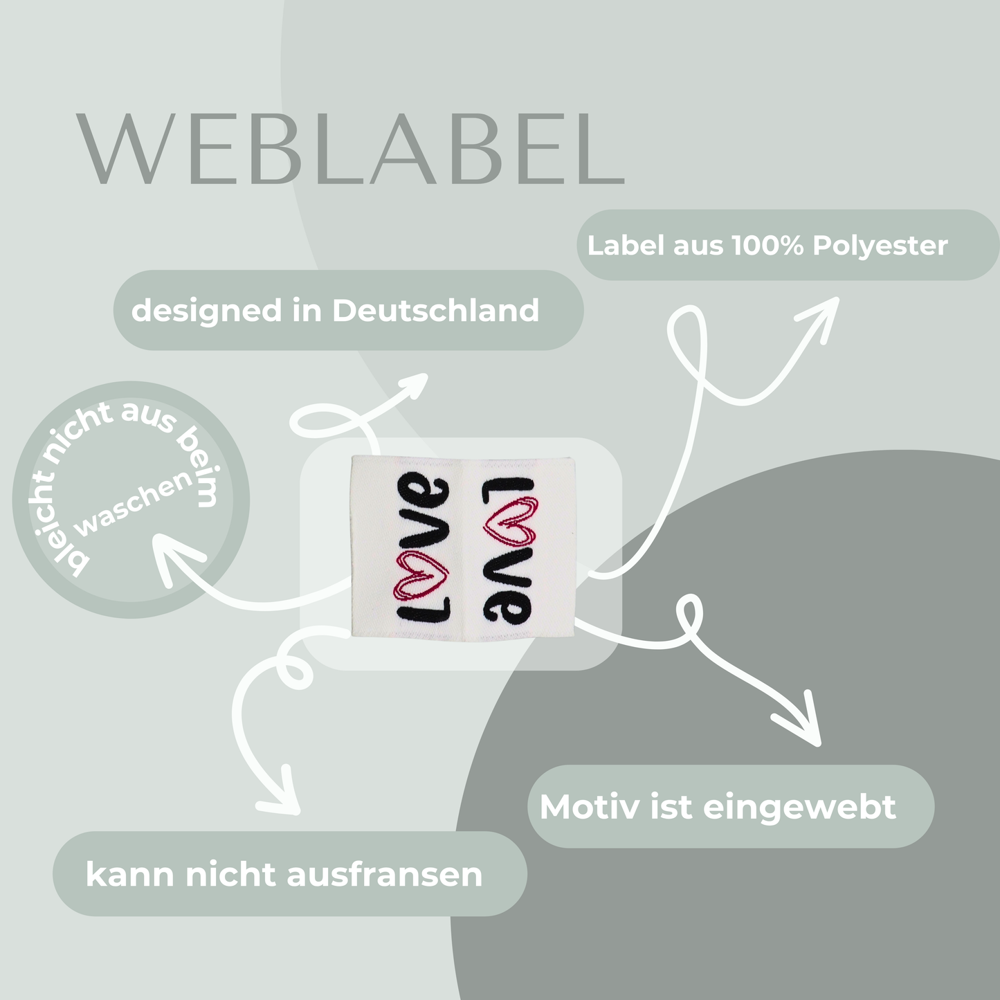 LOVE Web Label gewebt Eigenproduktion
