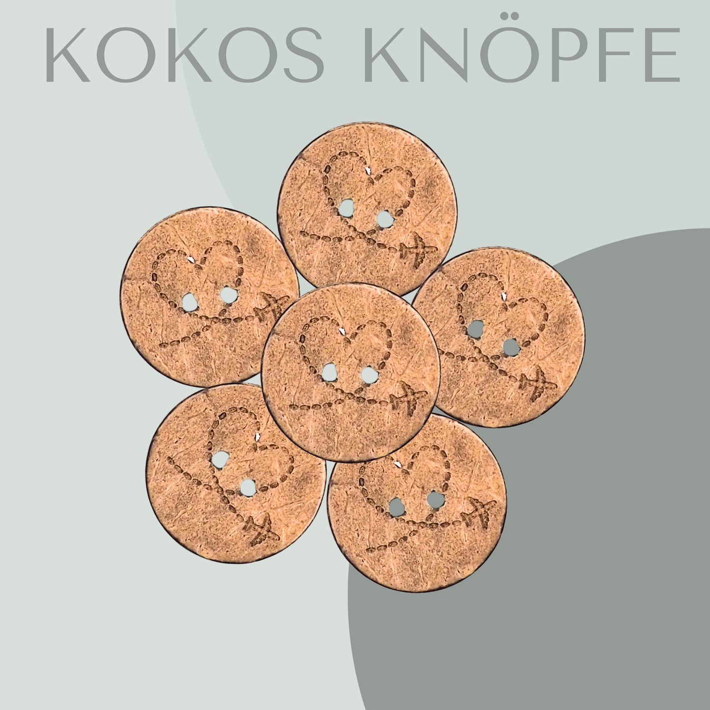 Kokosknopf Rund Flugzeug Herz 20mm