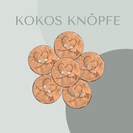 Kokosknopf Rund Flugzeug Herz 20mm