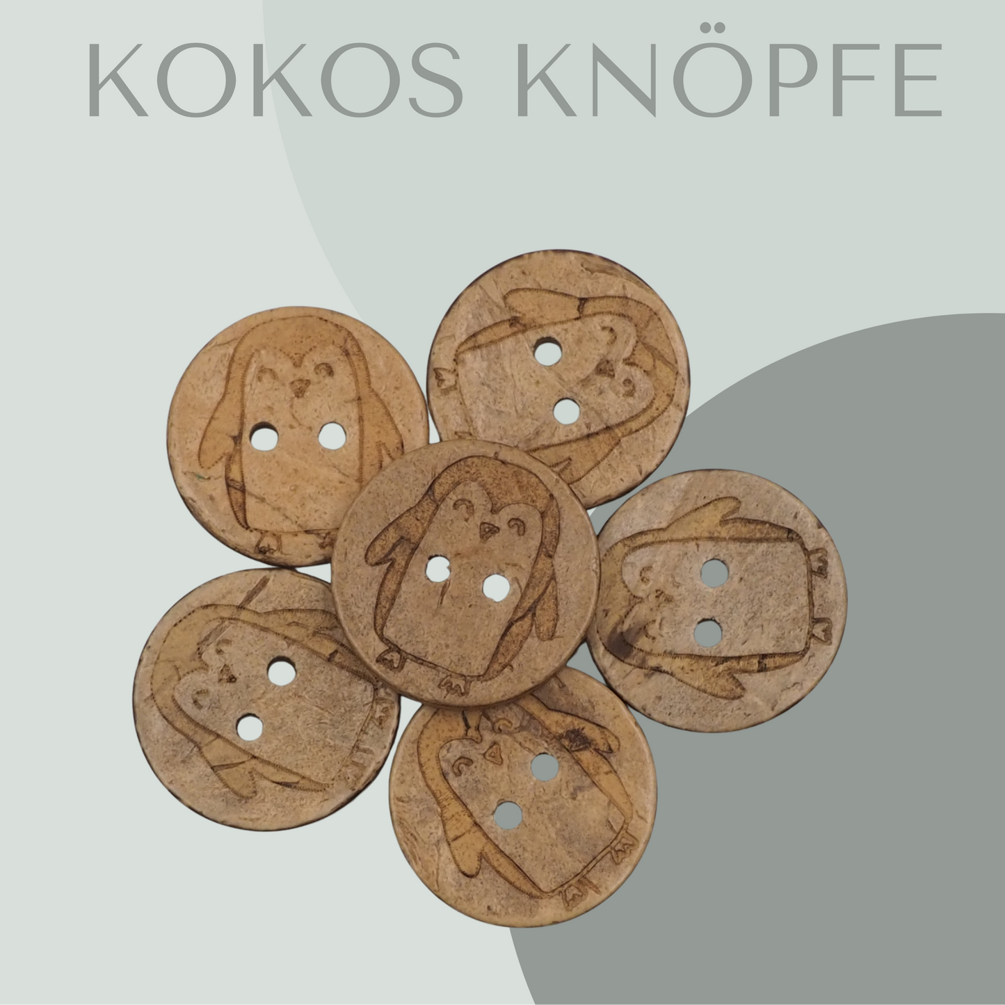 Eigenproduktion Kokosknopf Pinguin 20mm