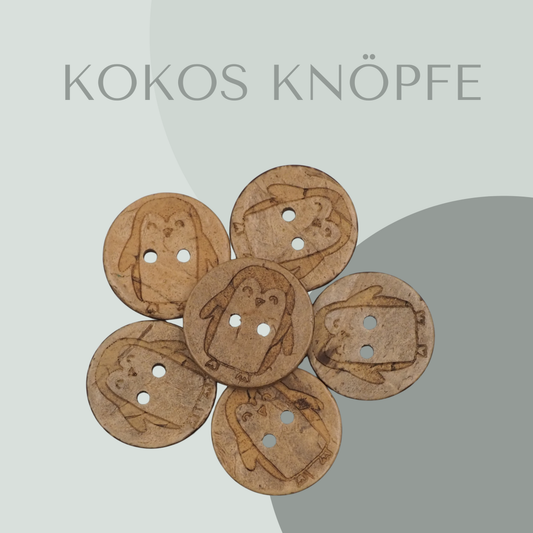 Eigenproduktion Kokosknopf Pinguin 20mm
