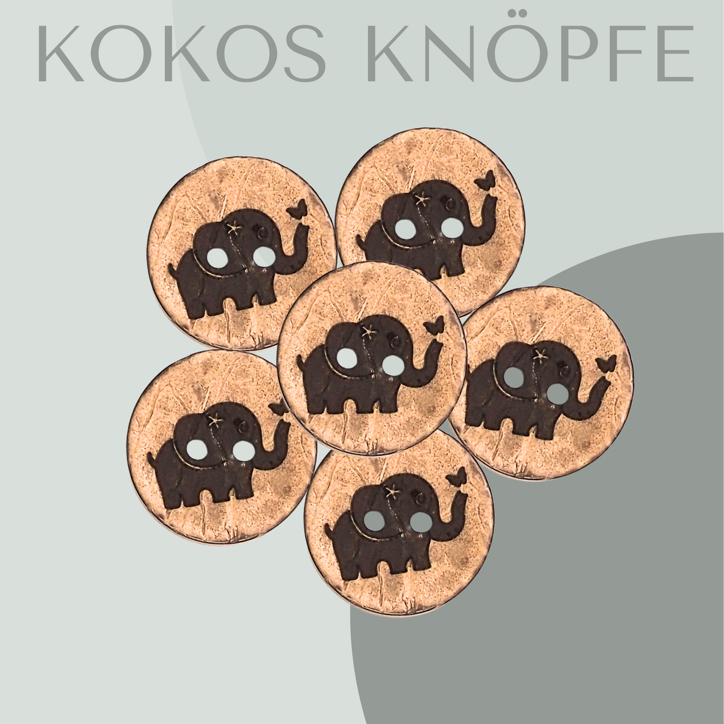 Kokosknopf Rund Elefant 20mm