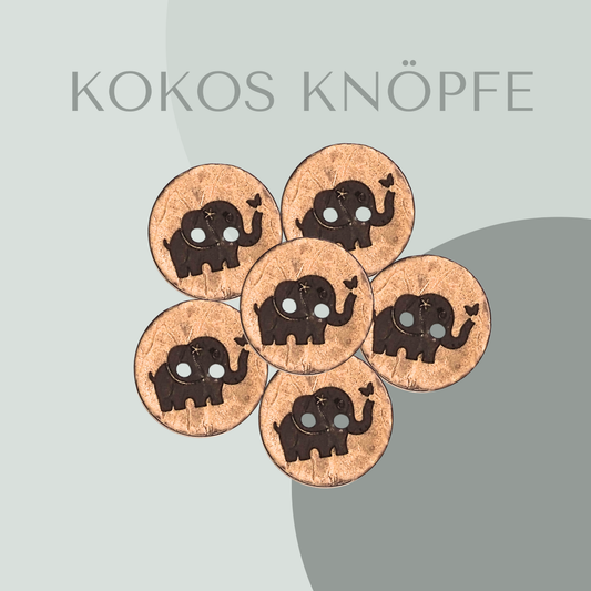 Kokosknopf Rund Elefant 20mm