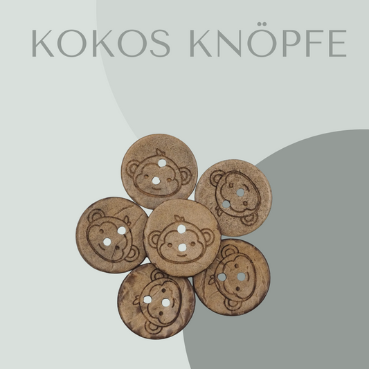 Eigenproduktion Kokosknopf Affe 20mm