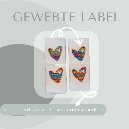 Herz Bunt Web Label gewebt Eigenproduktion