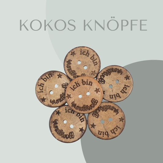 Eigenproduktion Kokosknopf ich bin wundervoll 30mm
