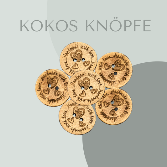 Kokosknopf Handmade with love Herzen 30mm