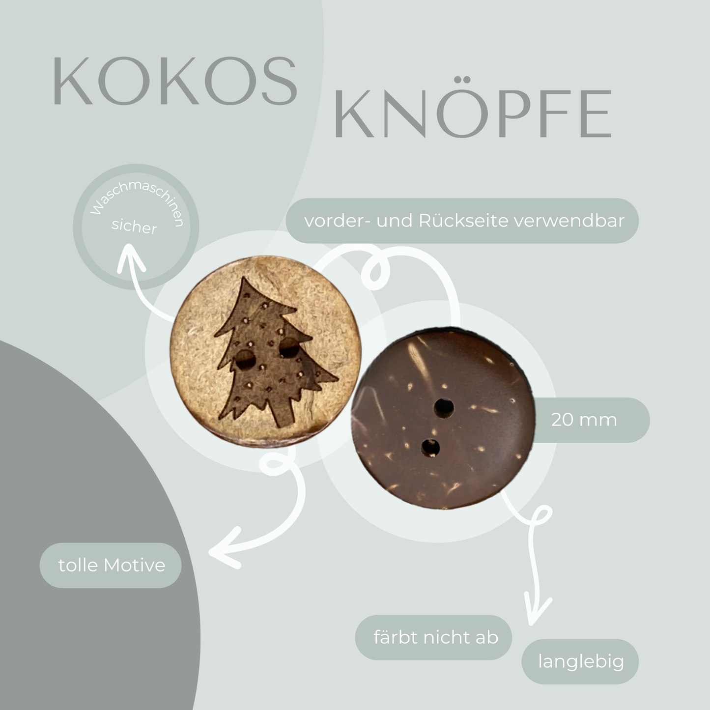 Eigenproduktion Kokosknopf Tannenbaum 20mm