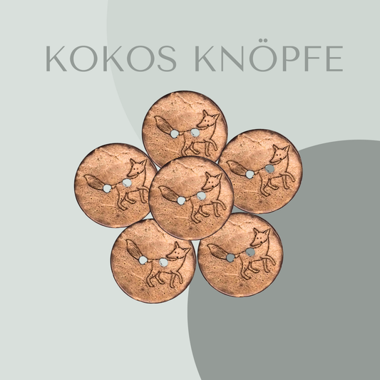 Eigenproduktion Kokosknopf Fuchs stehend 20mm