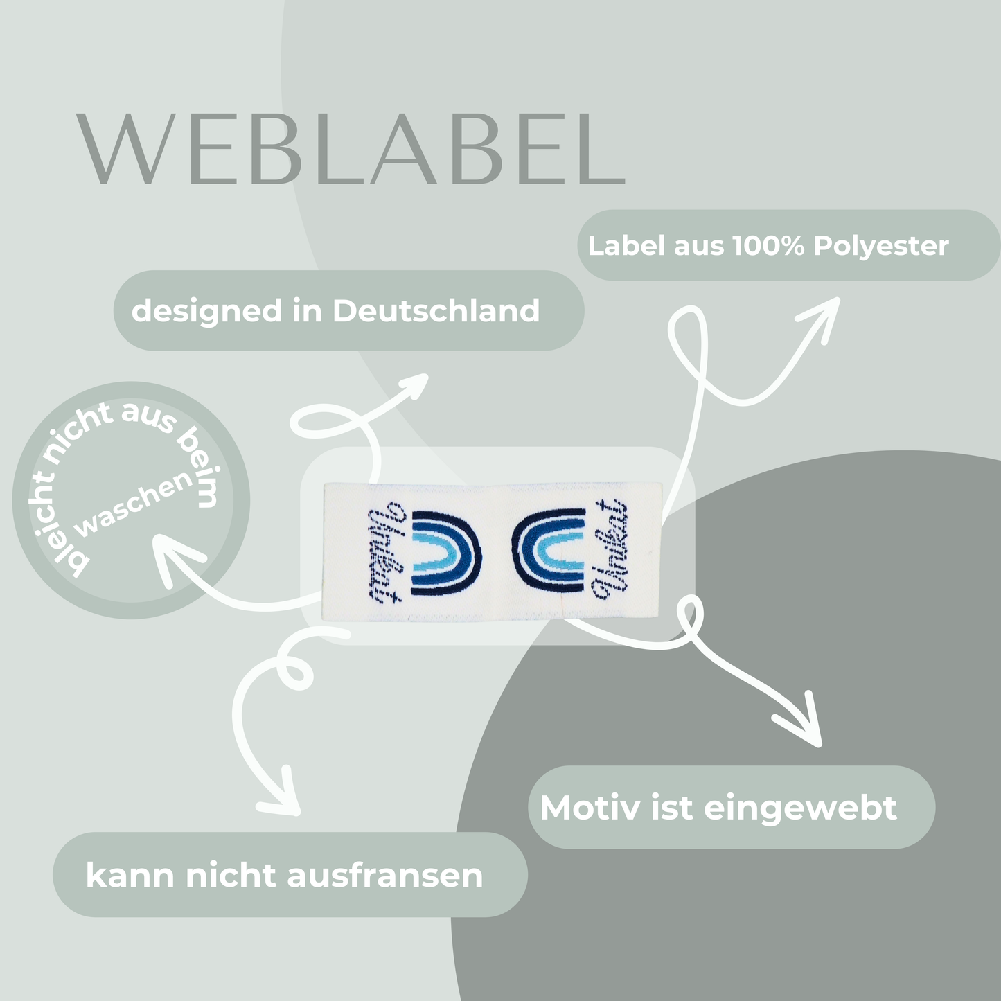 Unikat Blau Web Label gewebt Eigenproduktion