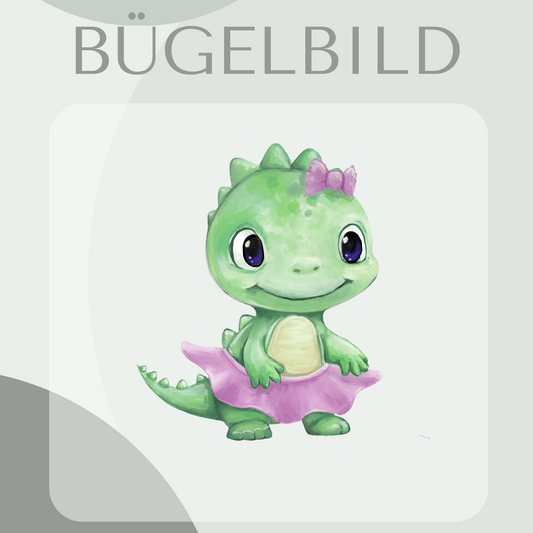 Bügelbild Dino rosa