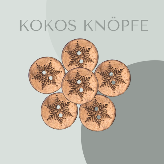Eigenproduktion Kokosknopf Schneeflocke 20mm