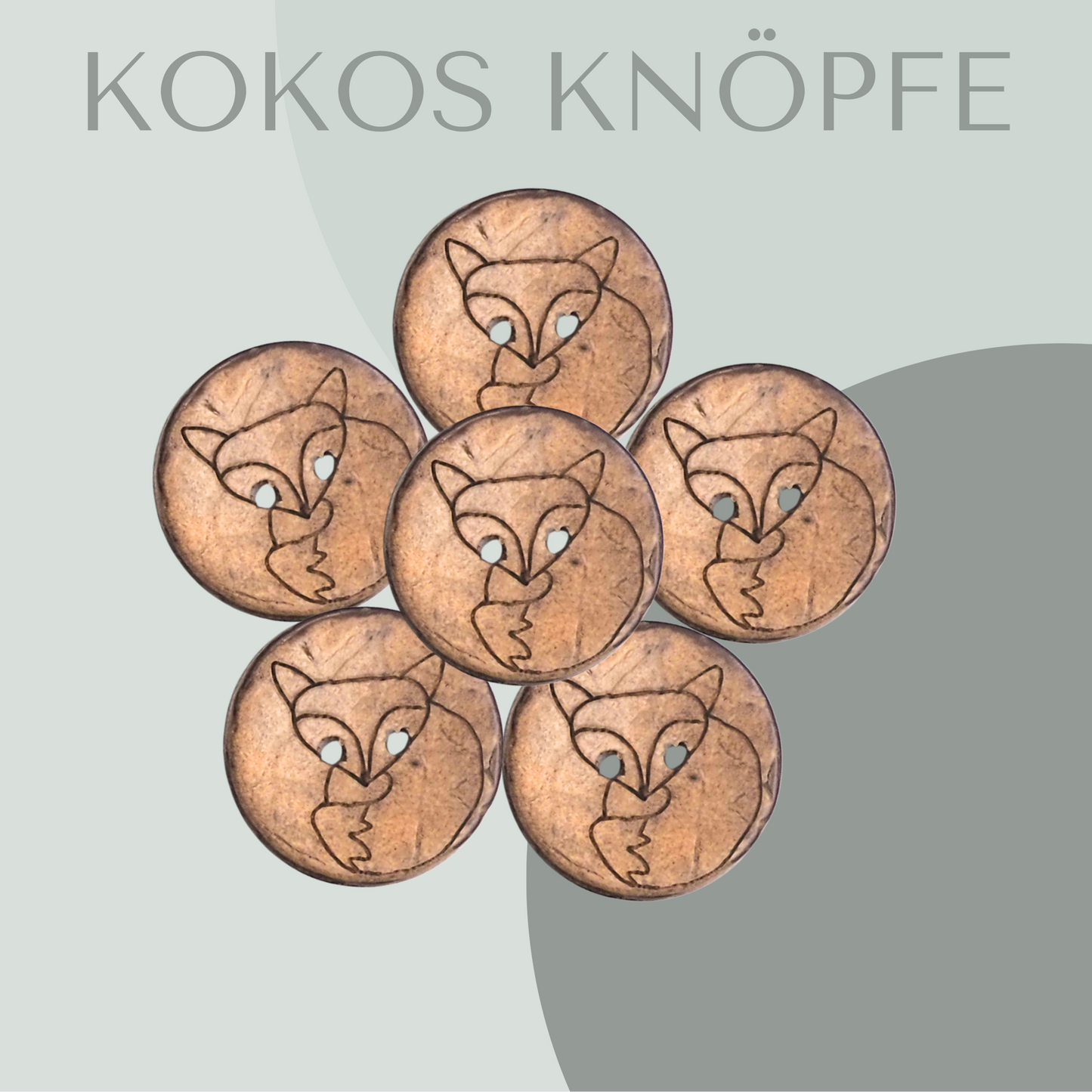Eigenproduktion Kokosknopf Fuchs liegend 20mm