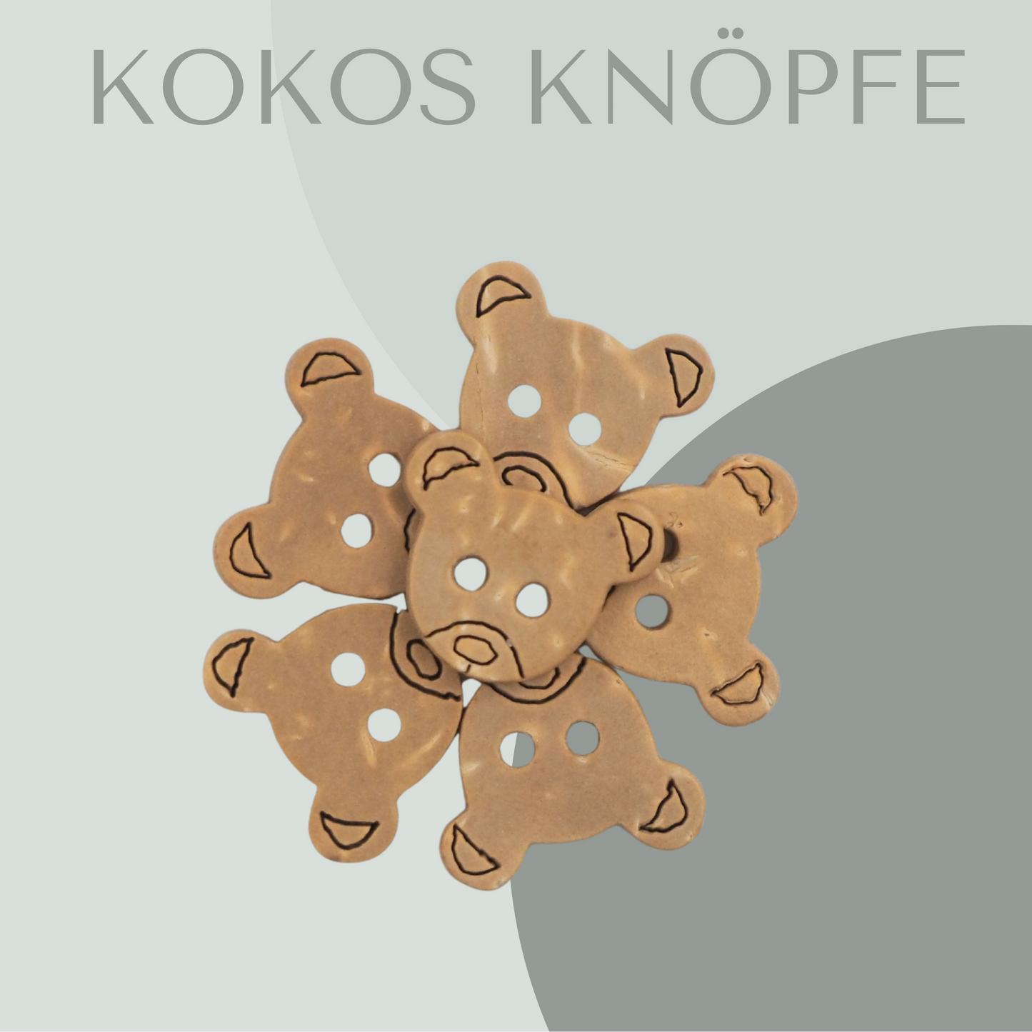 Kokosknopf Teddyform Hell 12mm