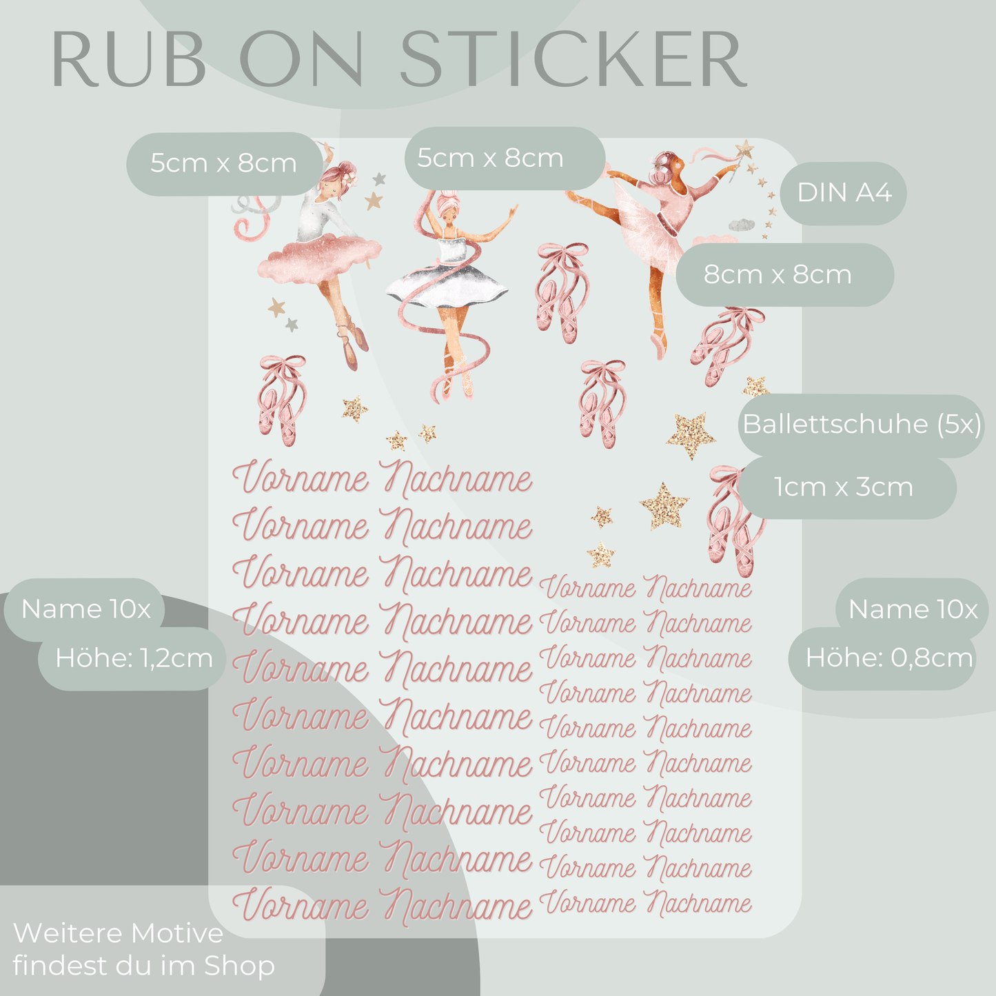 Ballett Rub-On Sticker Set personalisierbar