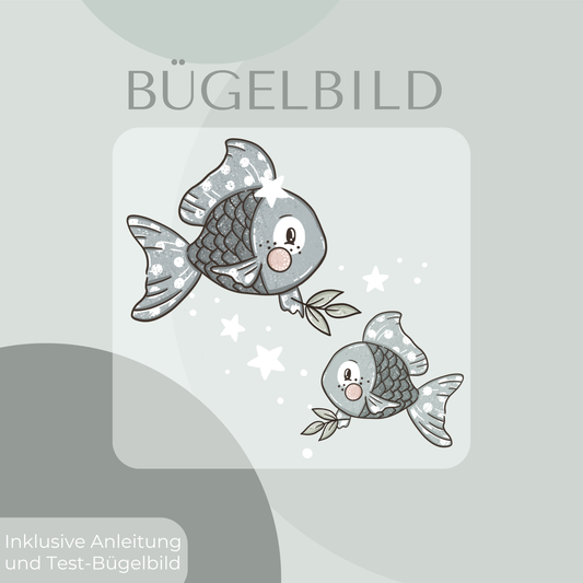 Bügelbild Fische blau