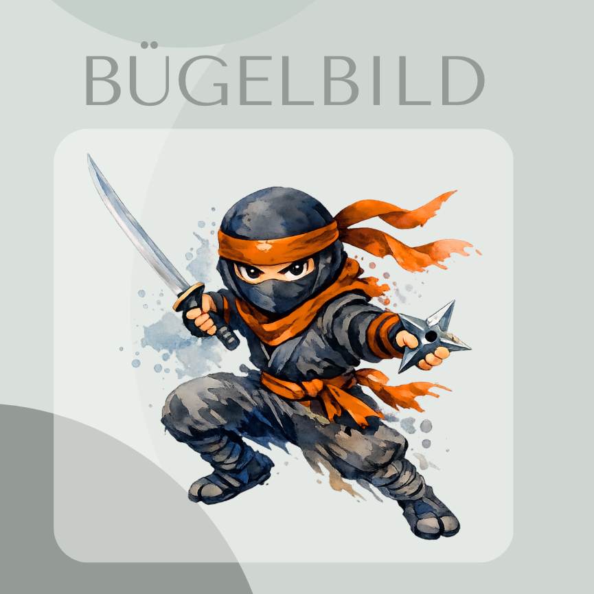 Orangener NInja Bügelbild