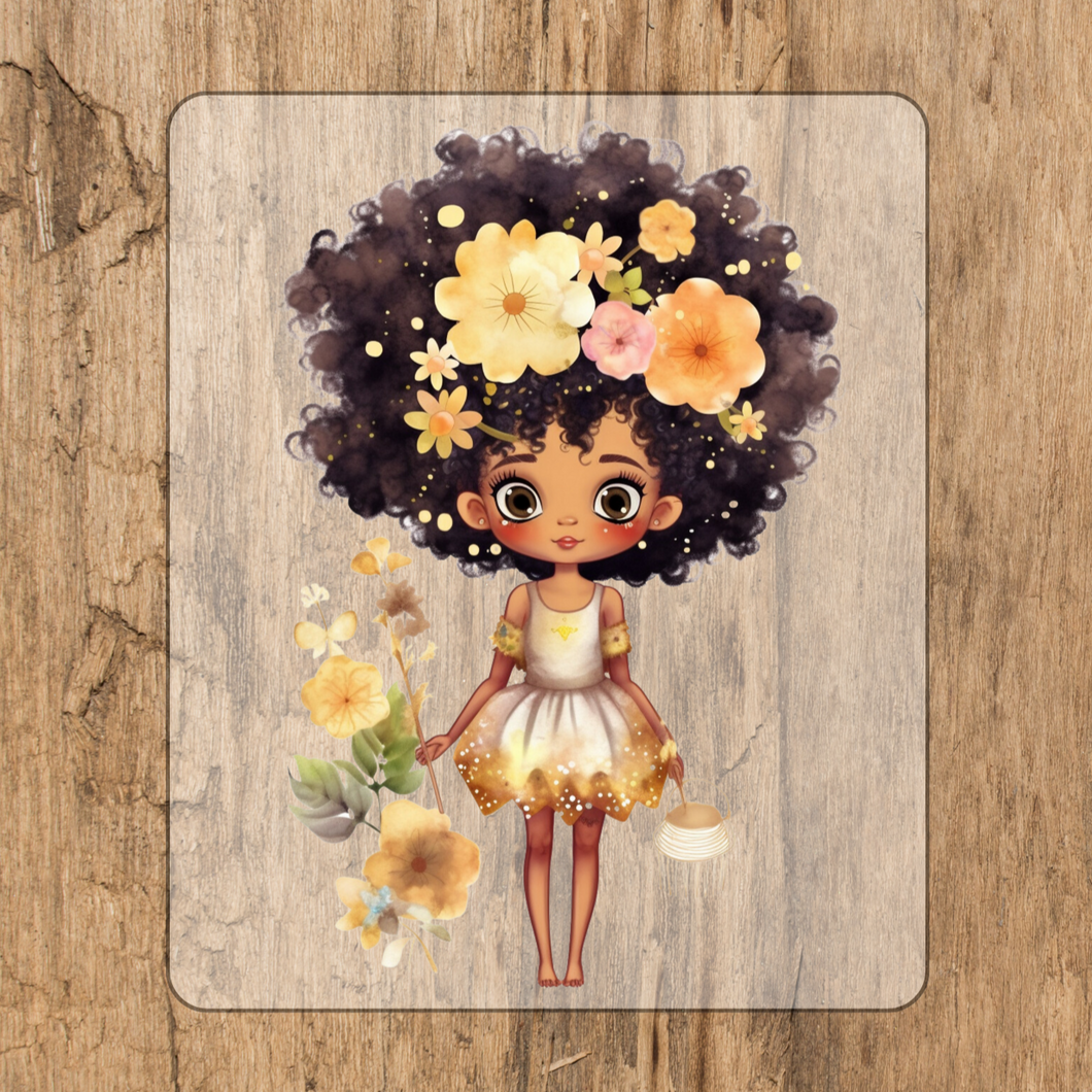 Blumen Mädchen Afro Bügel-Bild Eigenproduktion