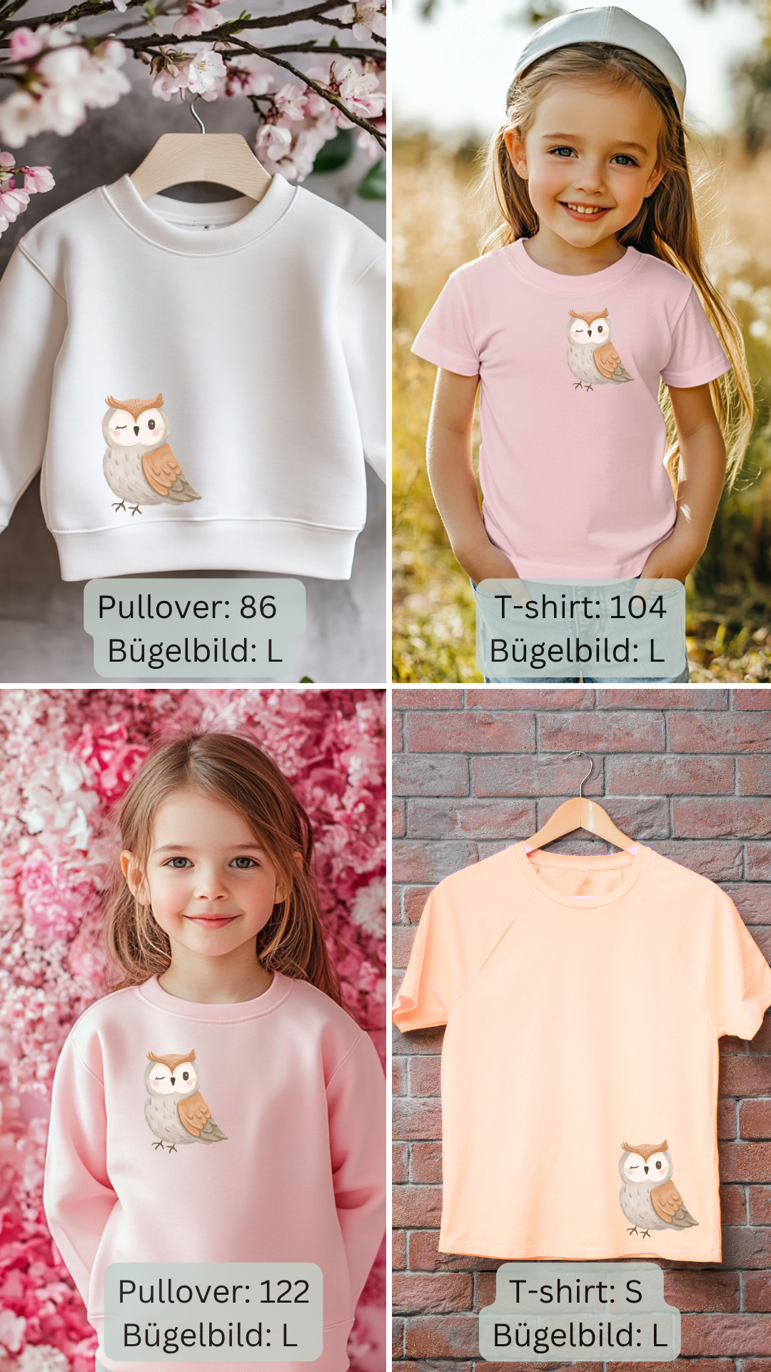 Eulen Bügelbild Eigenproduktion