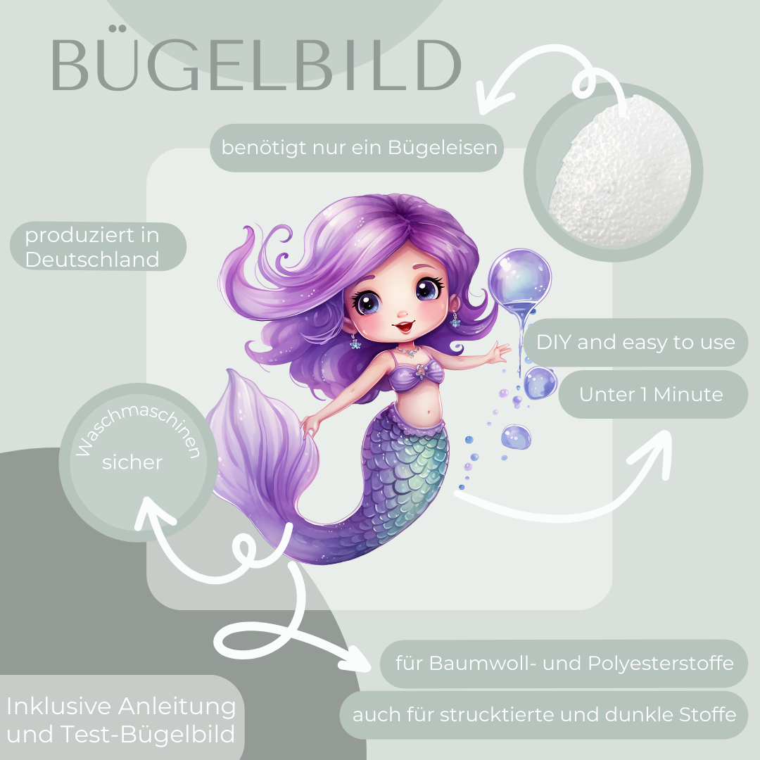 Meerjungfrau mit Wassertropfen Bügel-Bild Bügelbild Eigenproduktion