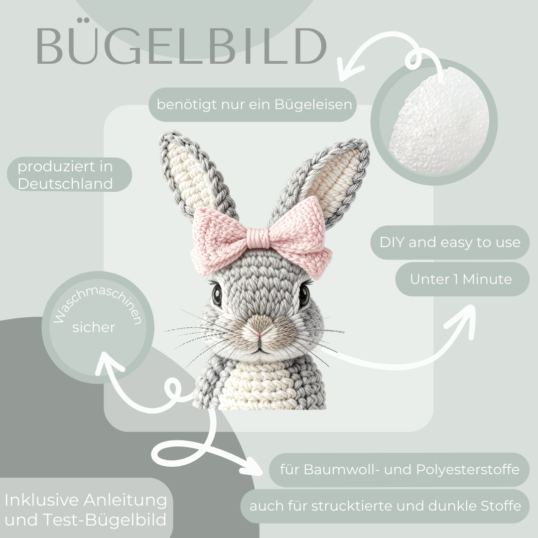 Hase in Strick-Optik Bügel-Bild Bügelbild Eigenproduktion