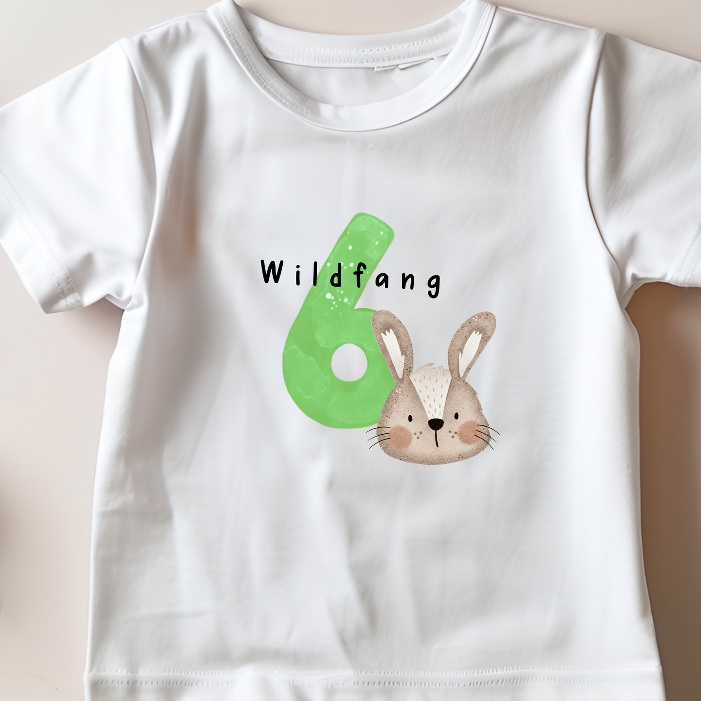 Geburtstagszahl 4 mit Hase - Mini Bügel-Bild Bügelbild Eigenproduktion