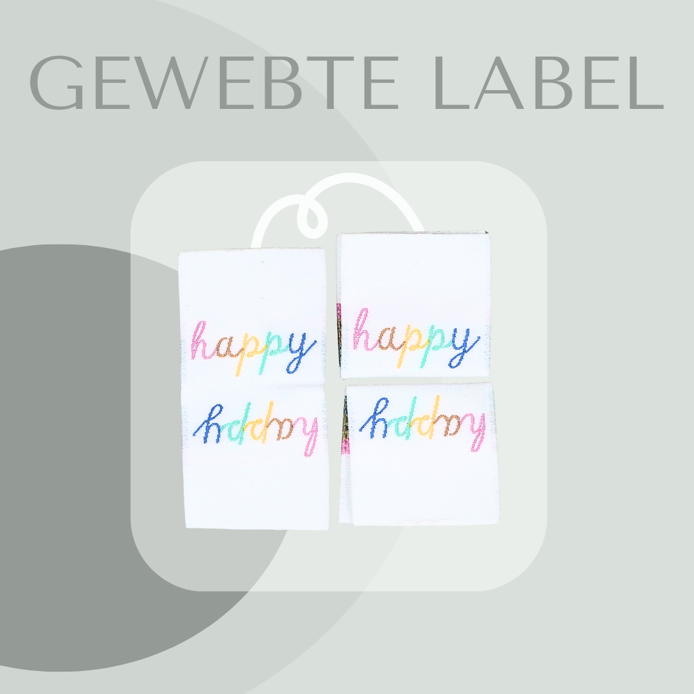 happy in pastel Web Label gewebt Eigenproduktion