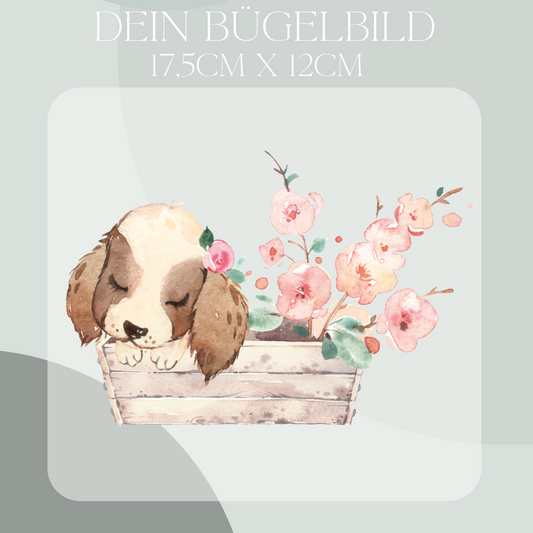 Aquarell Hund Bügel-Bild Bügelbild Eigenproduktion