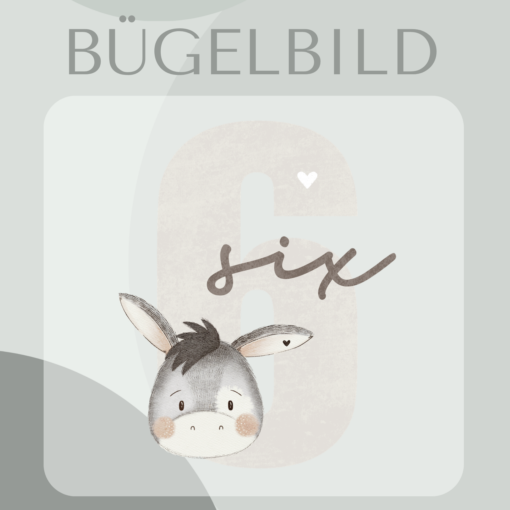 Bügelbild Geburtstagszahl 6 mit Esel