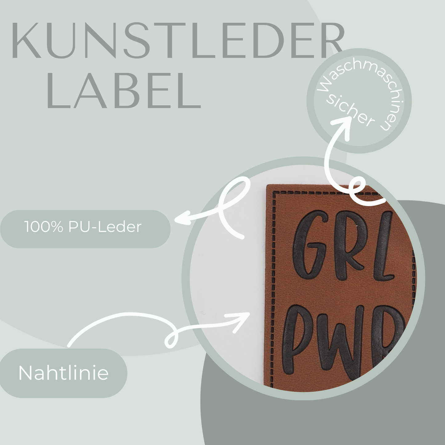 GRL PWR Kunstlederlabel Kunstleder Label Eigenproduktion