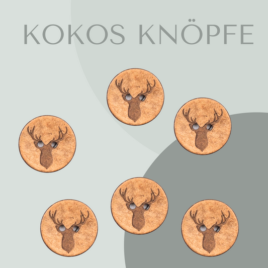 Kokos Knopf mit Hirsch