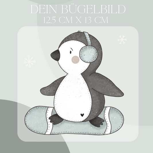 Pinguin Snowboard- Maxi Bügel-Bild Eigenproduktion