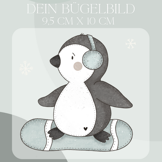 Pinguin Snowboard- Mini Bügel-Bild Eigenproduktion