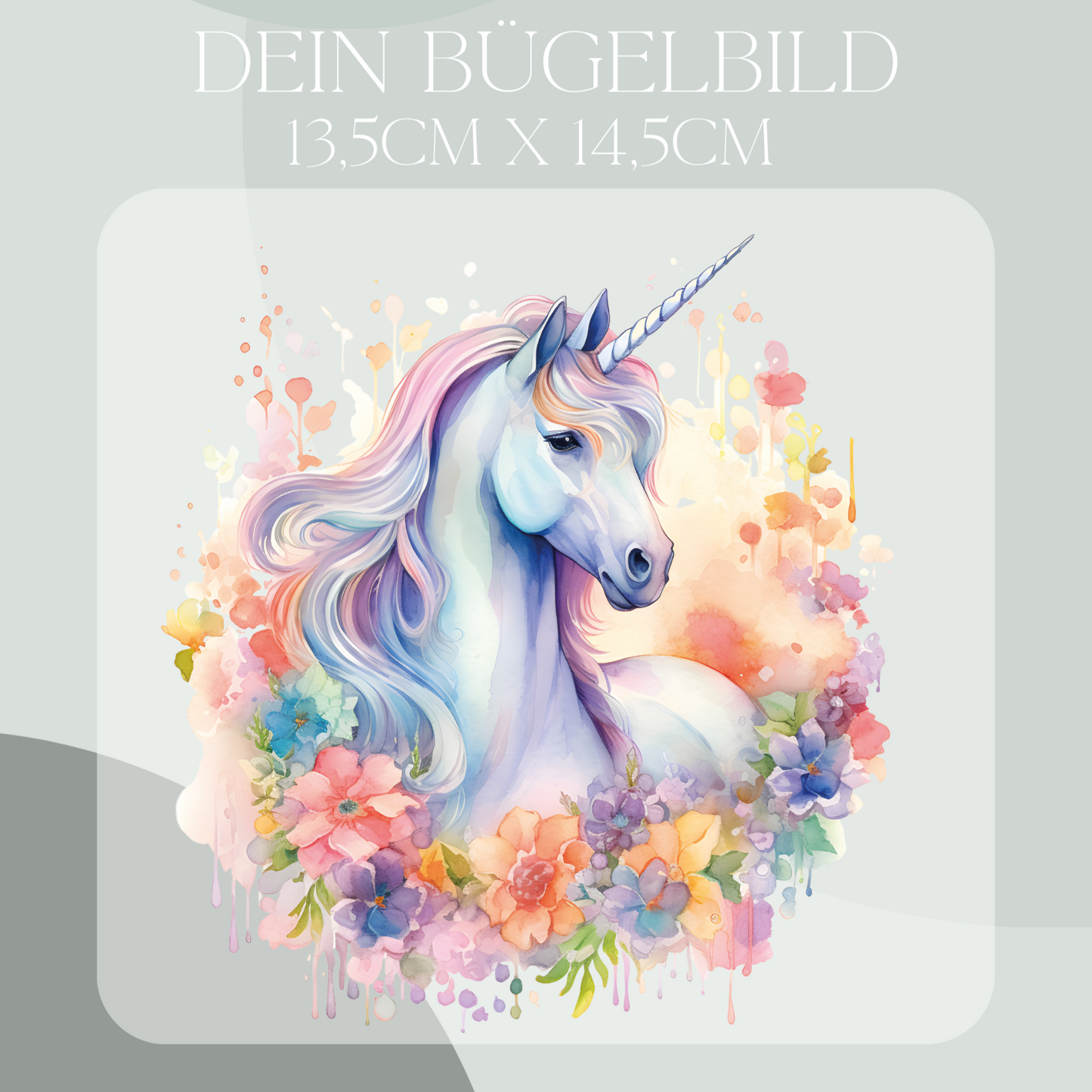 florales Einhorn Bügel-Bild Bügelbild Eigenproduktion