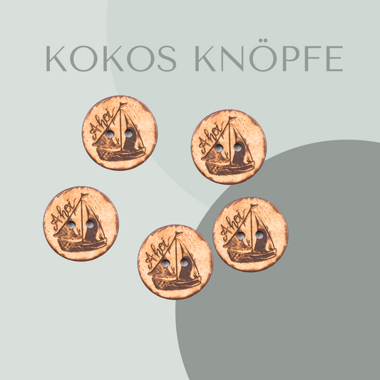 Eigenproduktion Kokosknopf Segelboot 20mm