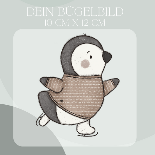 Pinguin Schlittschuhe rot- Maxi Bügel-Bild Eigenproduktion